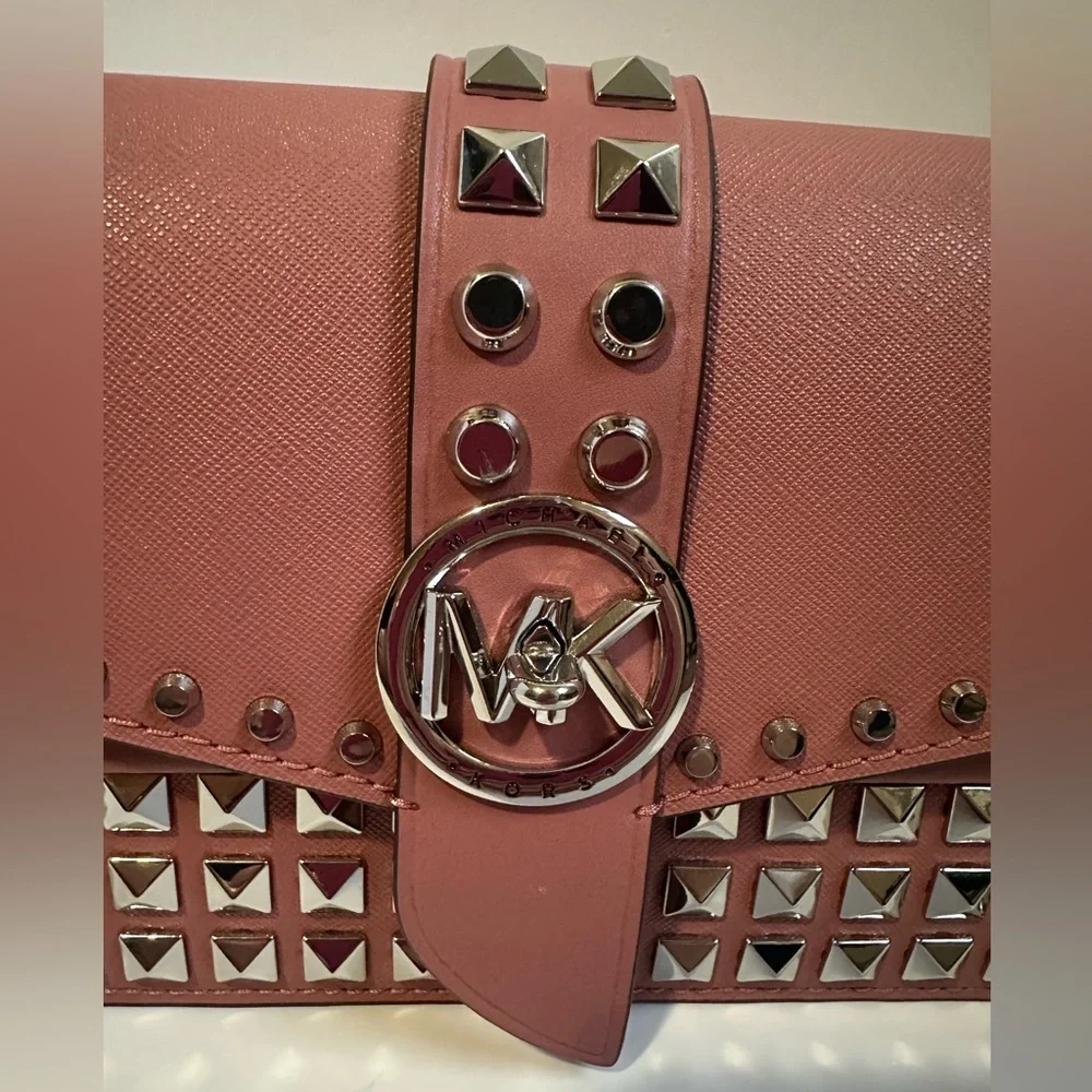 Michael Kors New Rose Pink Saffiano Leather Greenwich Convertible Shoulder Bag